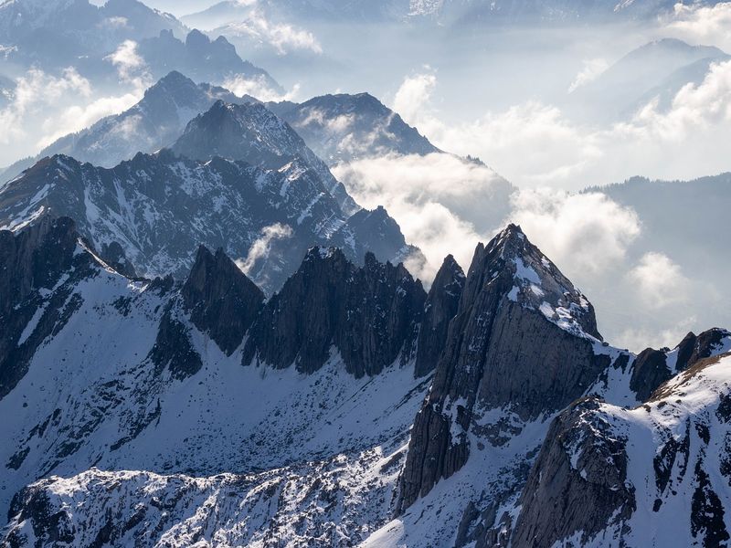Mont Blanc is one of the most iconic and best mountains close to Geneva. This image shows its formidable looking ridges covered in snow.