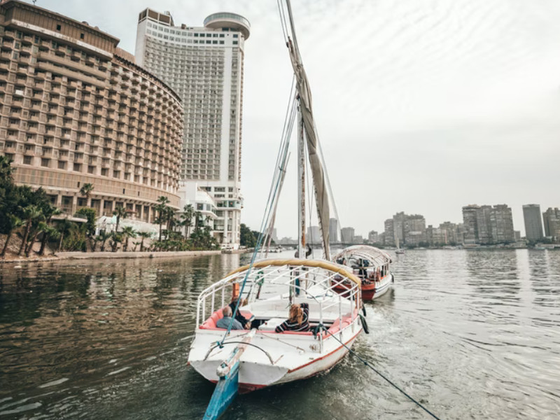 Sailing by a hotel in Cairo