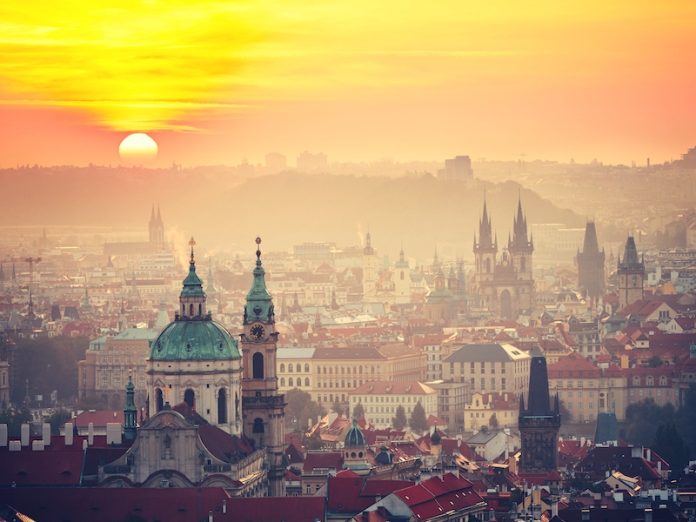 Prague at the sunrise