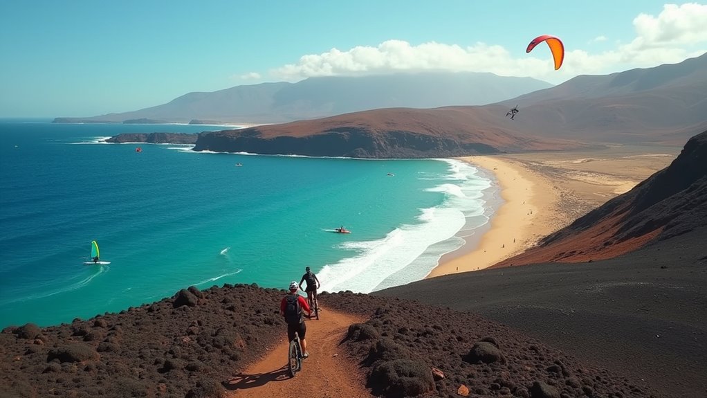 adventure sports and natural landscapes