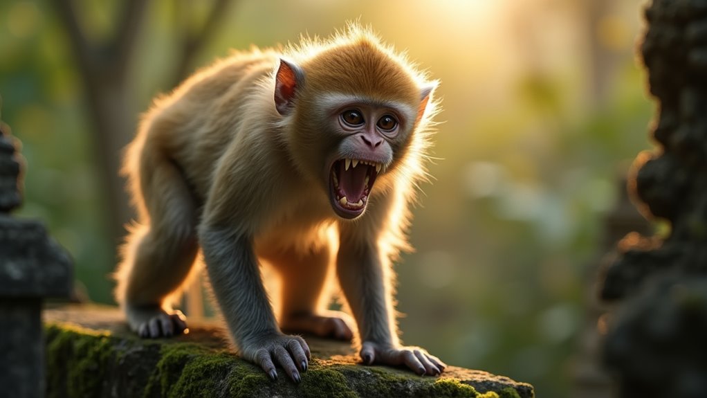 aggressive macaques threaten humans