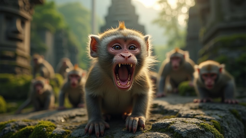 aggressive monkeys threaten visitors