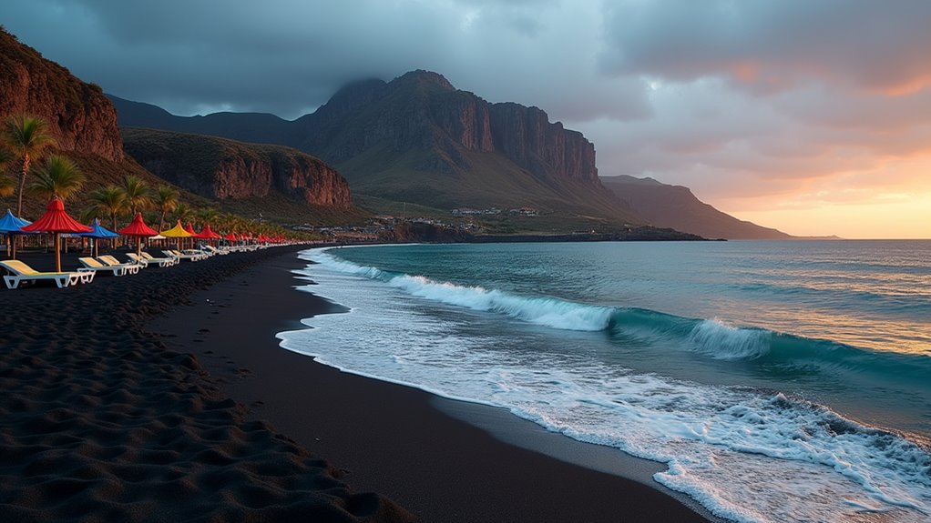 ancient ruins and volcanic beaches