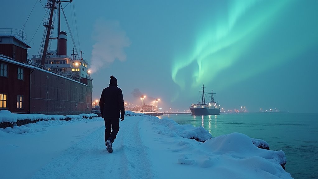 arctic port with extreme cold
