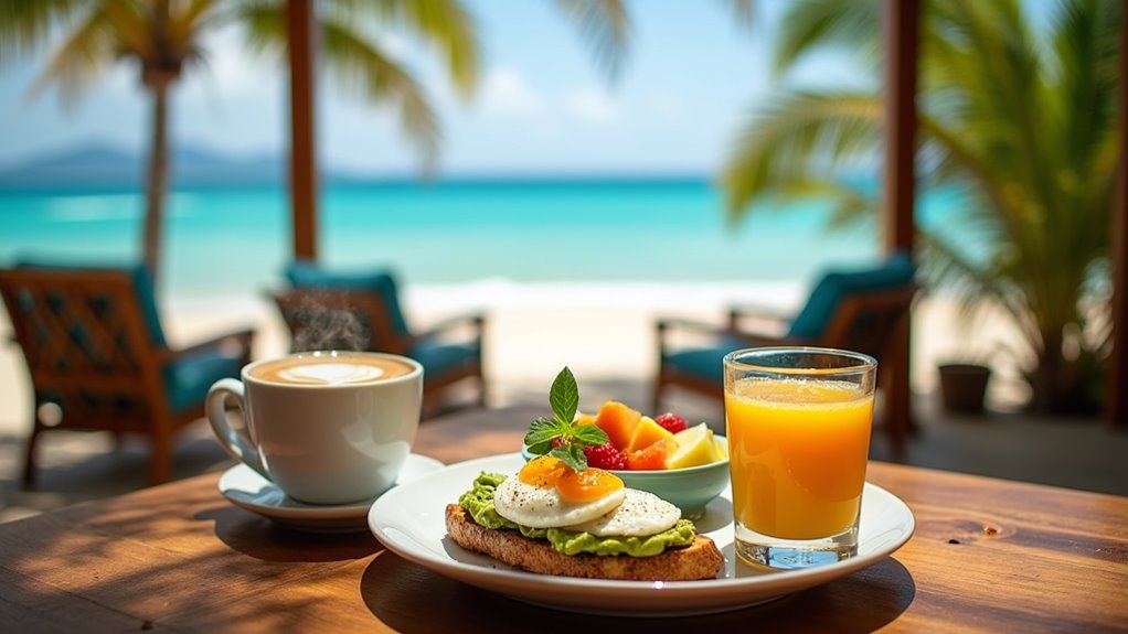 beachfront american european breakfast