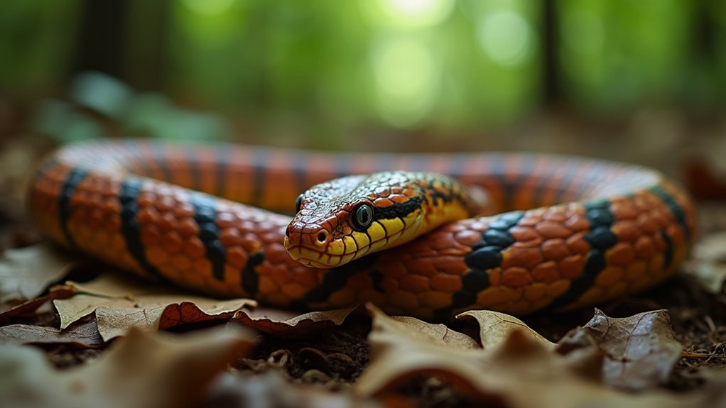 camouflaged venomous forest snakes