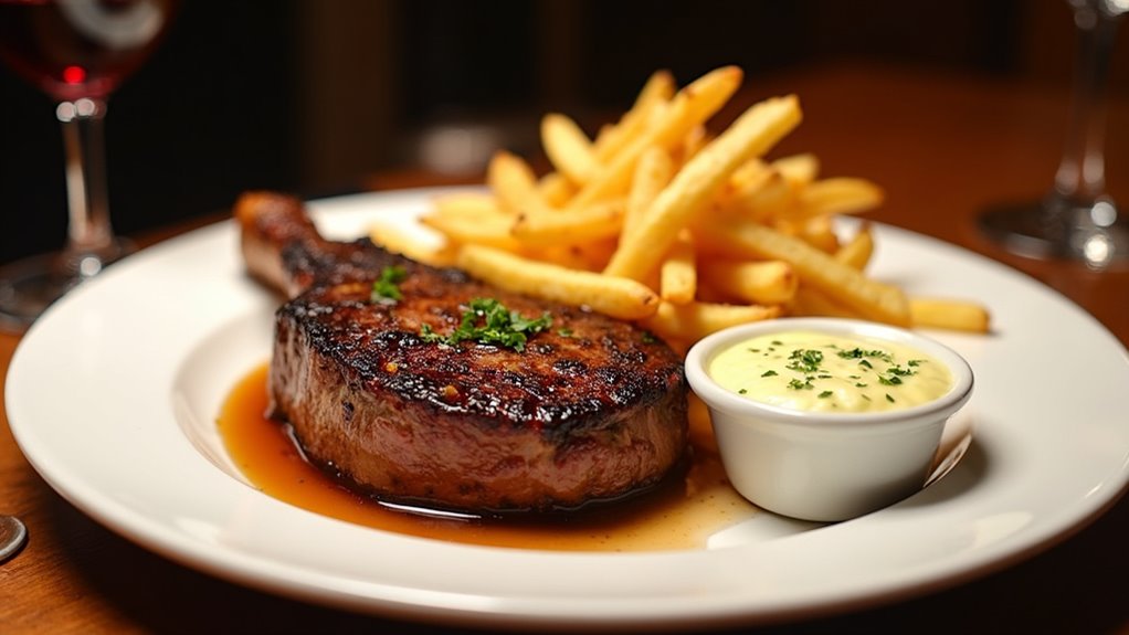 crispy potatoes and steak