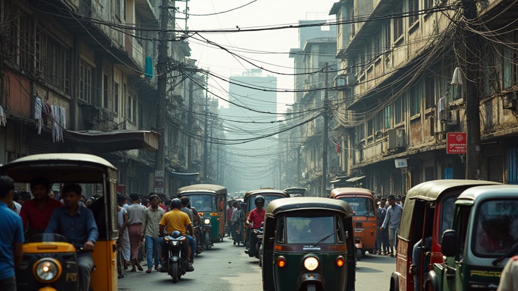 crowded congested polluted risky