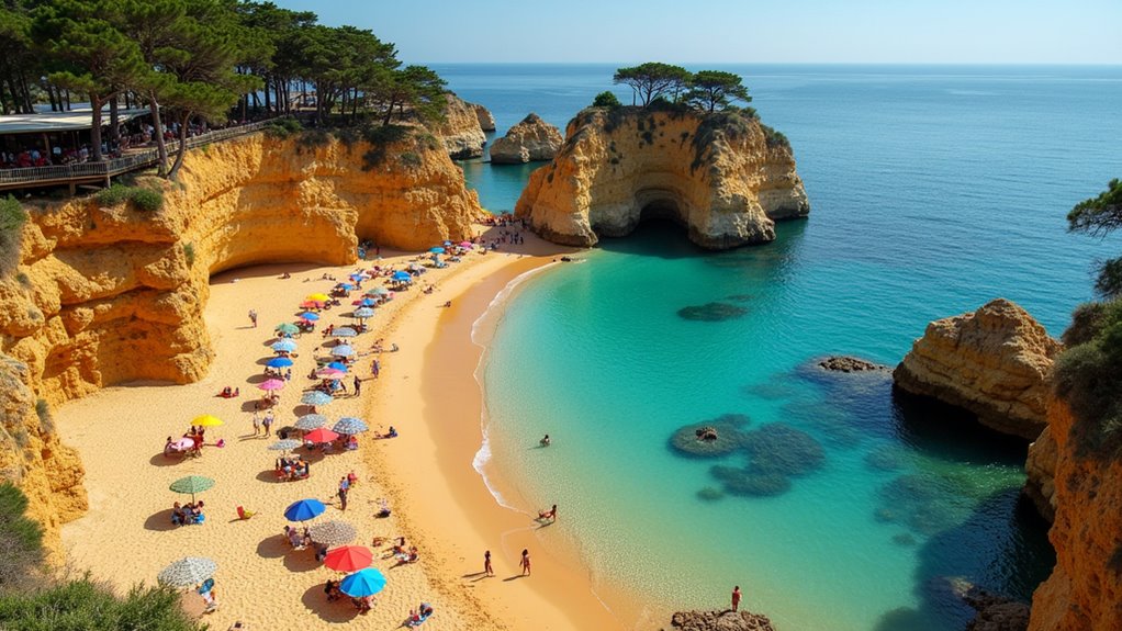 family friendly beach with cliffs