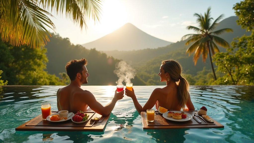 floating breakfast with champagne