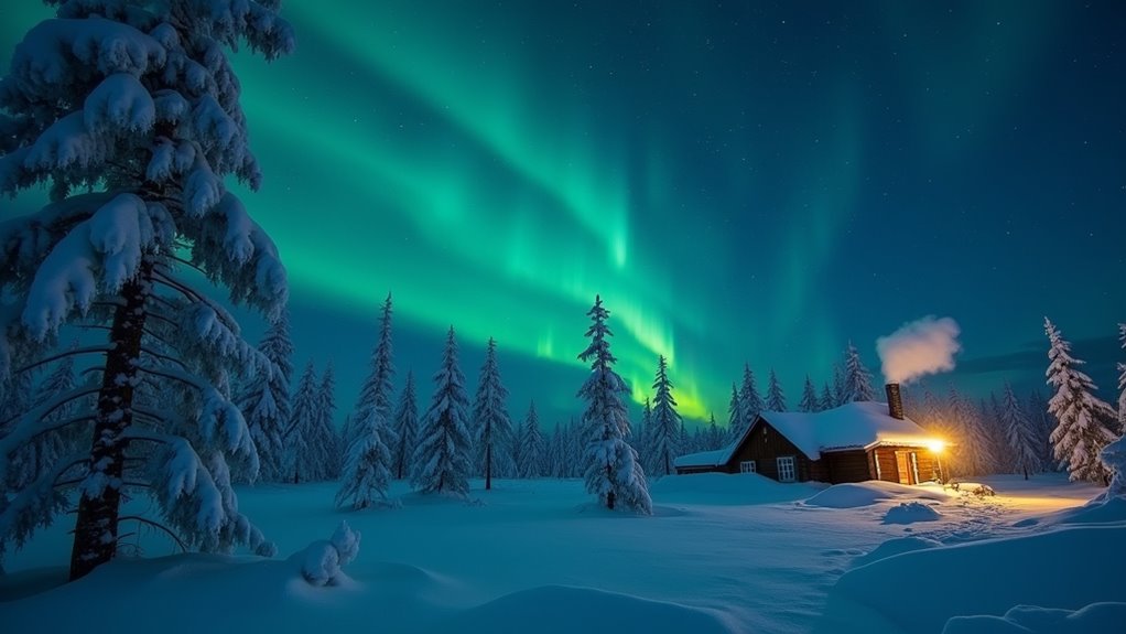 frozen forests and lakes