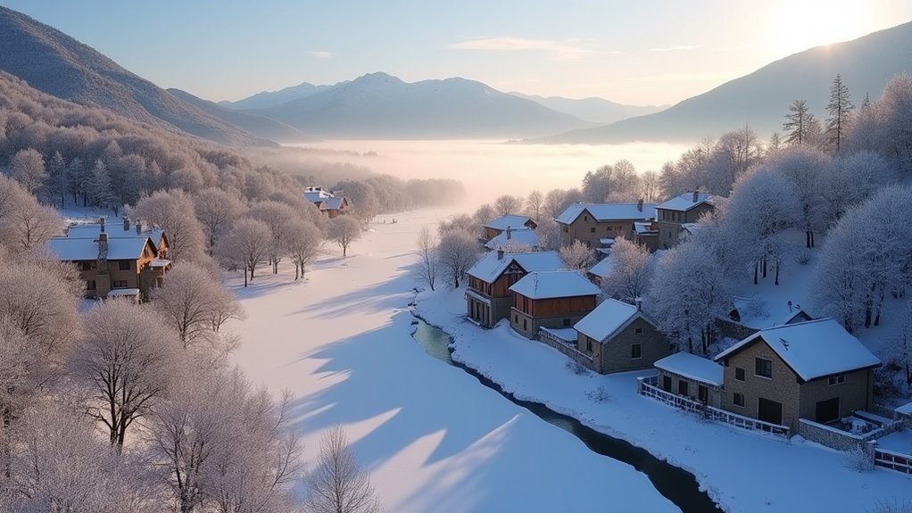 frozen valley mountain village
