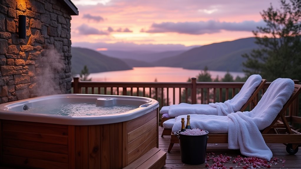 luxurious lakeside hot tub retreats