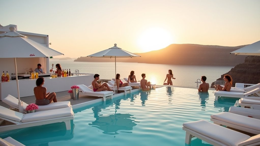 luxury santorini pool parties