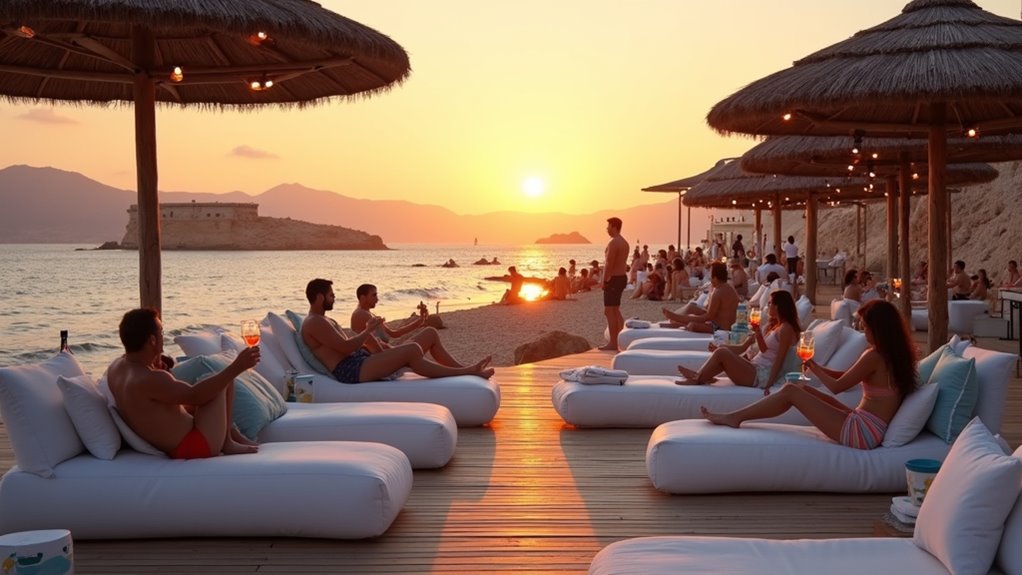 mykonos style sunset beach