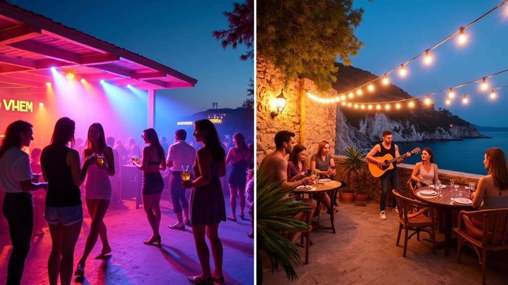 nightlife contrasts on islands