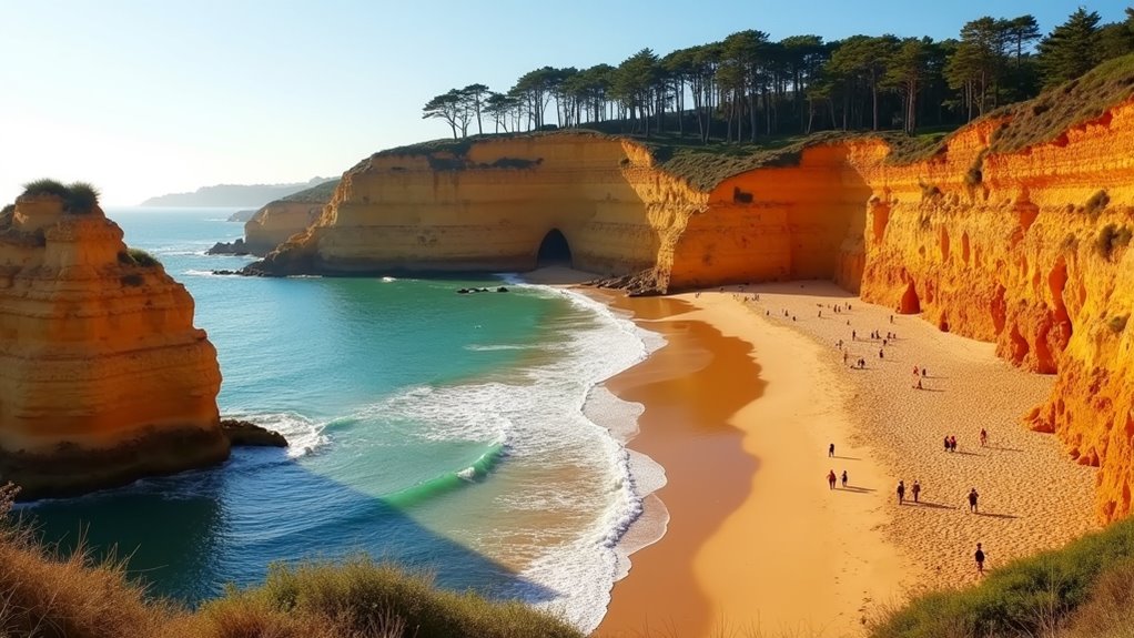 orange cliffs golden sands