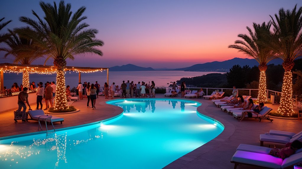 poolside relaxed evening social