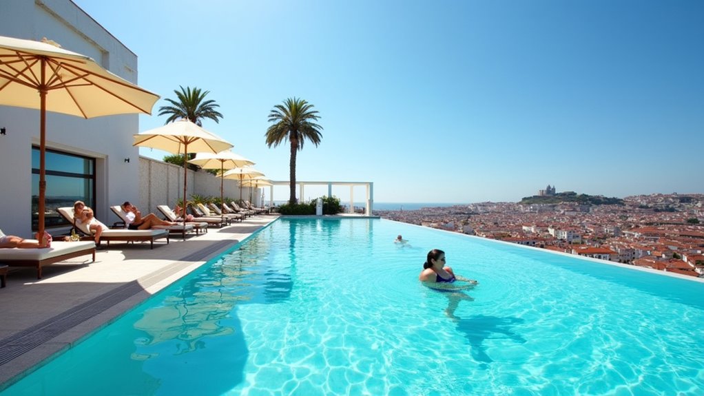 rooftop pool with city views