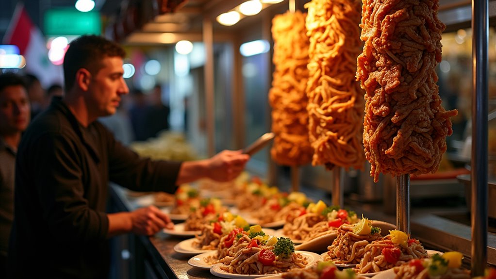 rotating meat shaved fresh