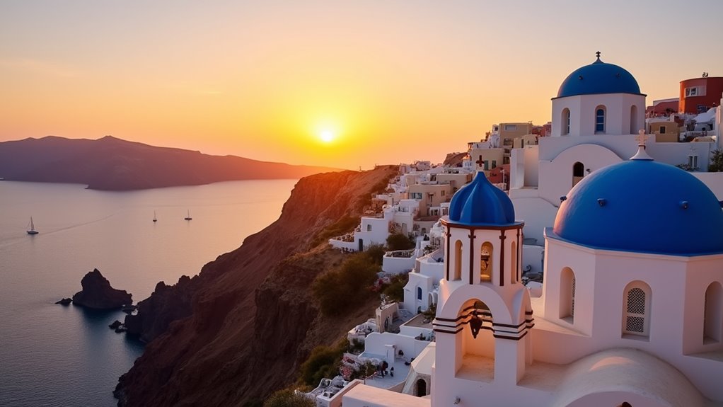 santorini sunset s volcanic glow