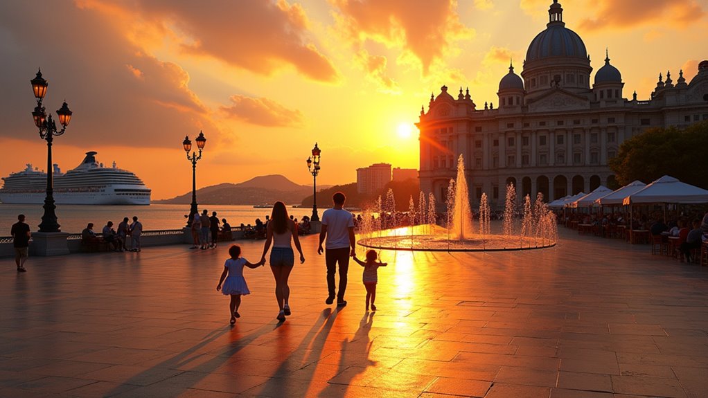 seaside square with family fun