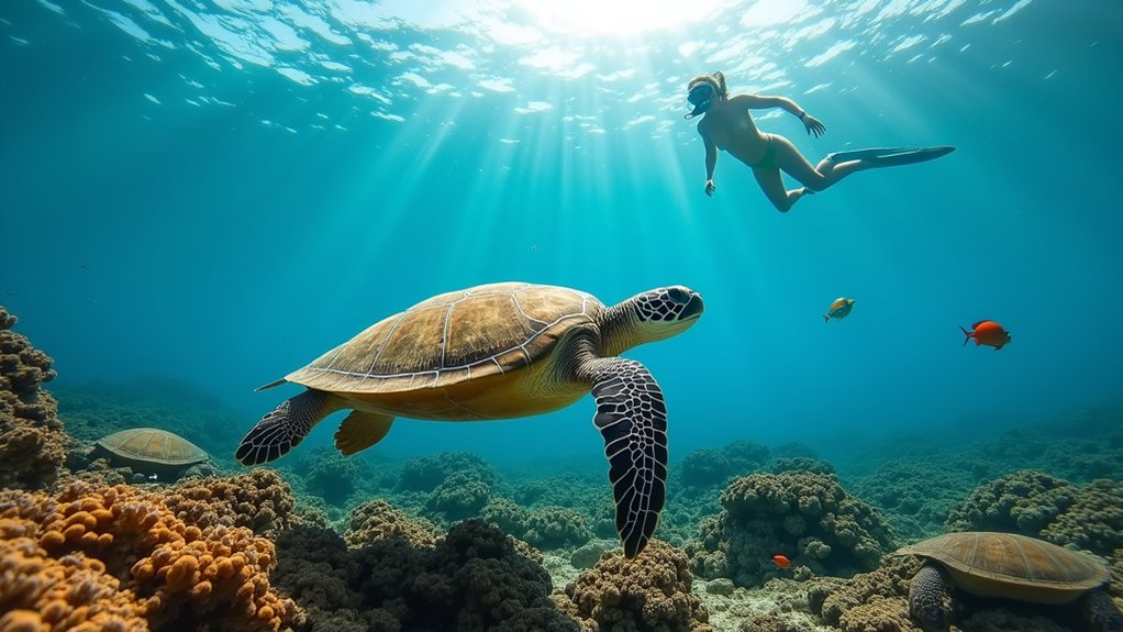 snorkel with green turtles