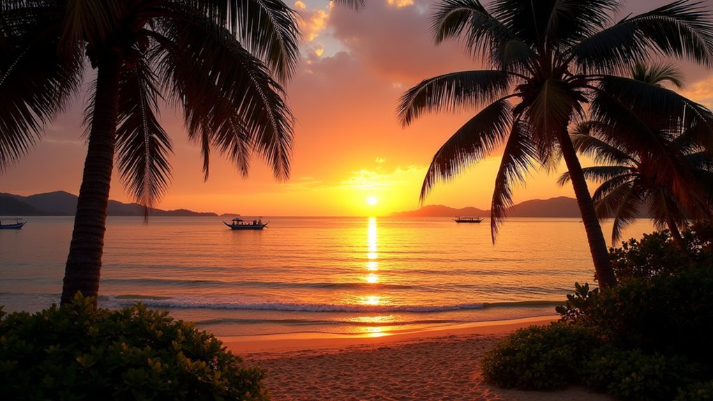 tranquil beachfront sunset retreat