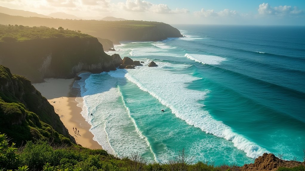 uninhabited island surfing destination