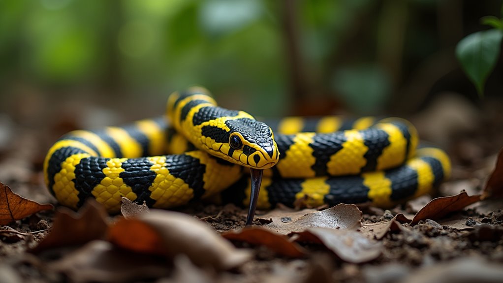 venomous yellow black snake warning
