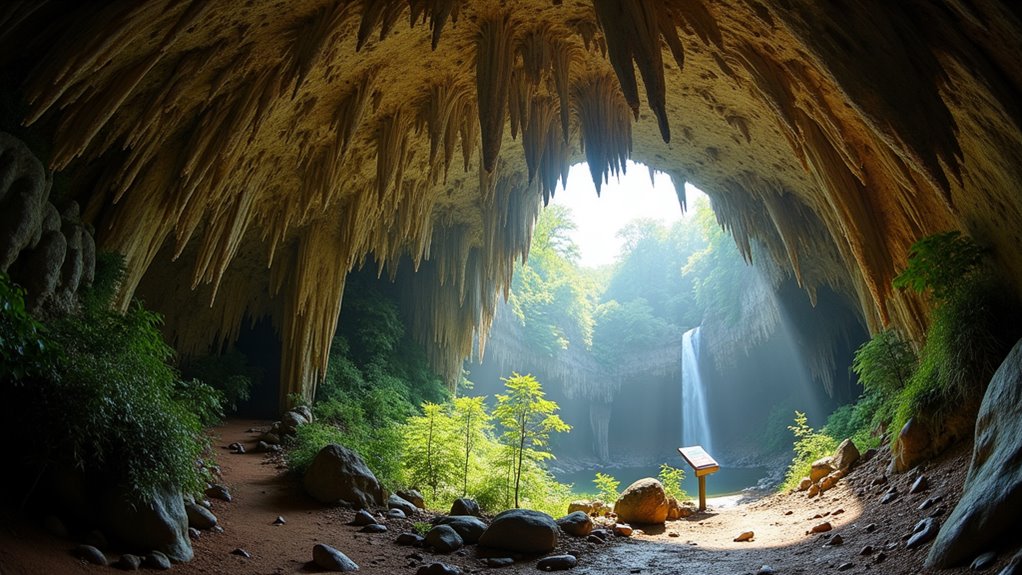 visit waterfall and cave