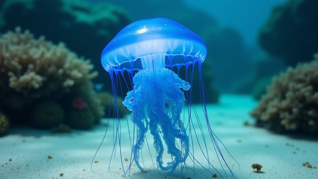 bluebottle jellyfish stinging tentacles