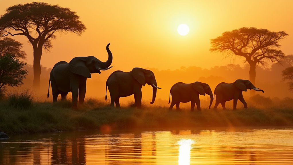 elephants gather during dry season