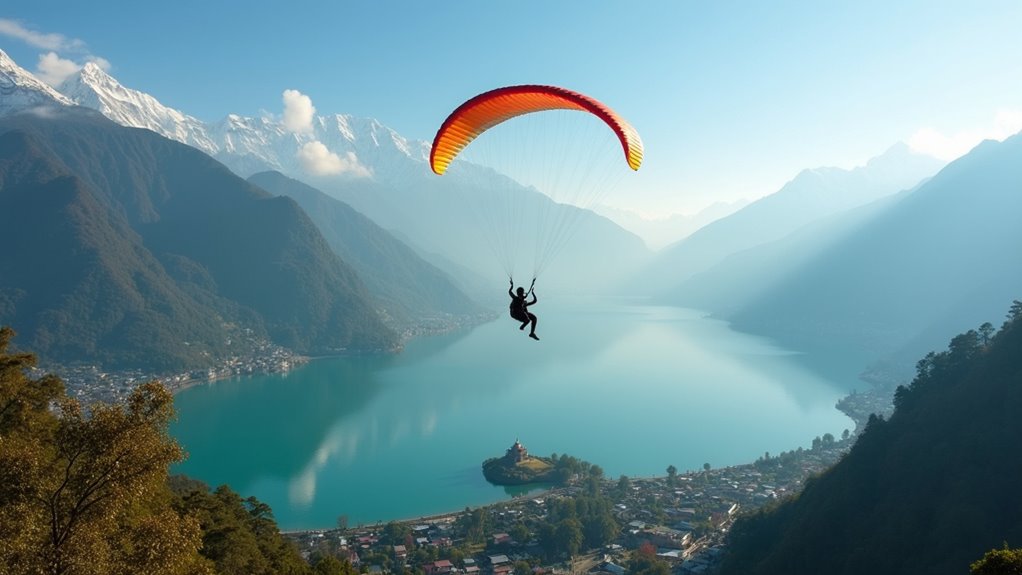 paragliding over phewa lake