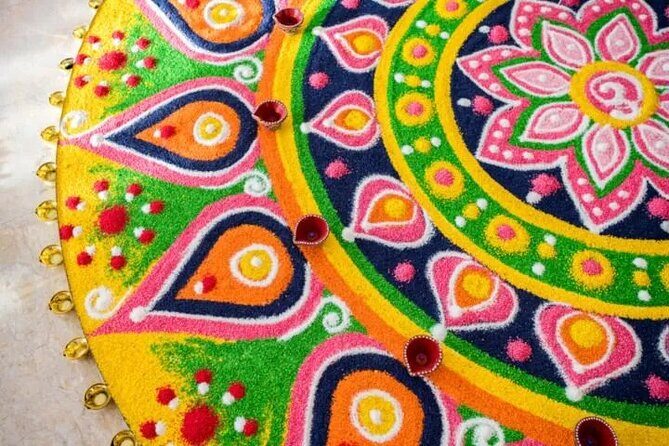 1-Hour Traditional Kolam Art class using Colored Flour with Guide - The Sum Up