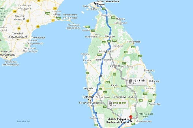 Jaffna Intl. Airport (IATA: JAF) to Mattala Intl. Airport (IATA: HRI) Transfer - The Real Value for Travelers
