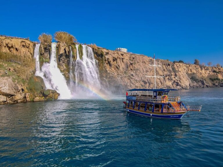 Antalya: Beach & Waterfalls Boat Trip w/ Lunch & Soft Drinks - First Stop: Lara Beach for Relaxation and Swimming