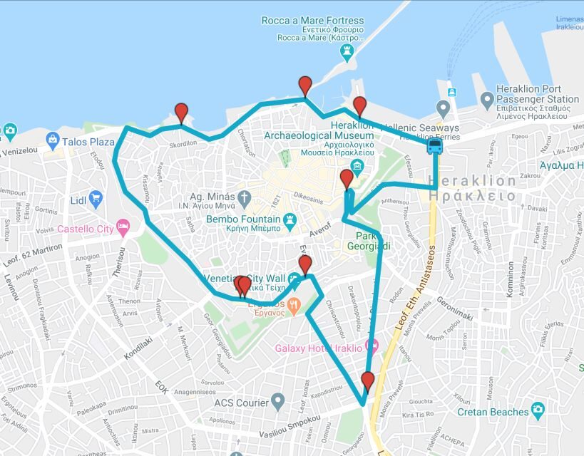 Heraklion: Hop-on Hop-off Open Top Bus Sightseeing Tour - What You’ll Experience at Each Stop