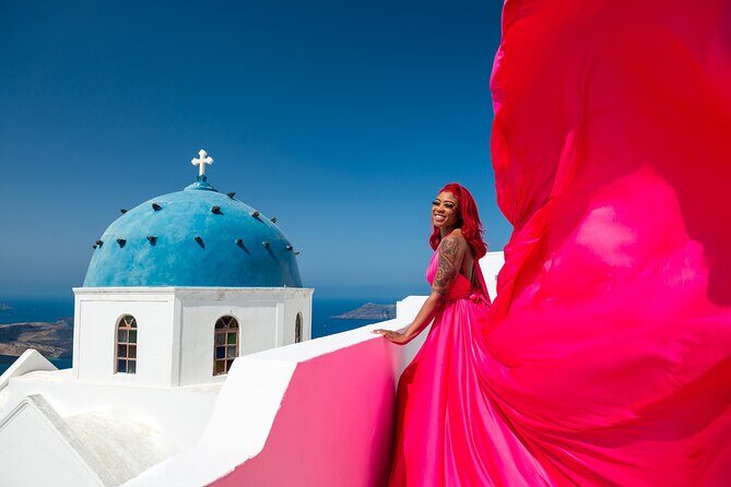 Professional Flying Dress Photoshoot In Santorini - The Photos and Delivery