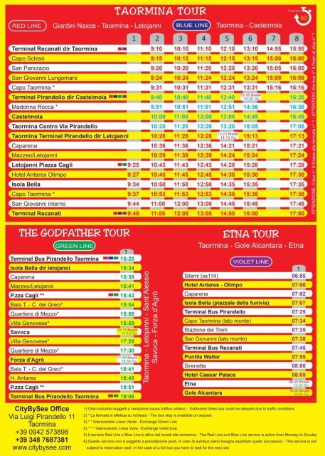 Taormina: Hop-On Hop-Off Green Line Godfather Bus Tour - FAQ