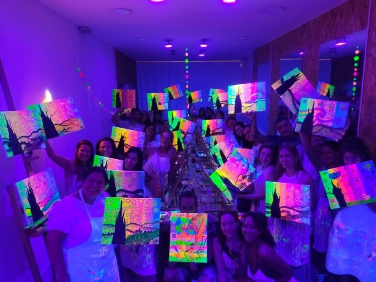 Madrid: Wine Gogh Glow Academy Paint and Sip Classes - What You Can Expect During the Class