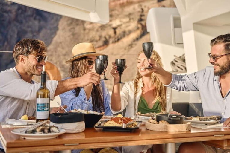 Santorini: Caldera Classic Catamaran Cruise w/ Meal & Drinks - The Meal and Drinks