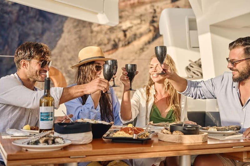 Santorini: Caldera Classic Catamaran Cruise w/ Meal & Drinks - The Meal and Drinks