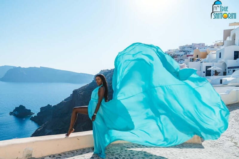 Santorini: Flying Dress Photoshoot with Edited Photos - What It Feels Like During the Photoshoot