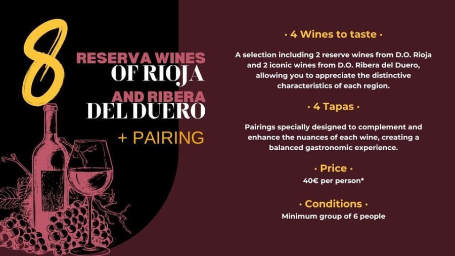 Tasting: Reserve Wines (Rioja and Ribera del Duero) +Pairing - Why this experience offers value for travelers