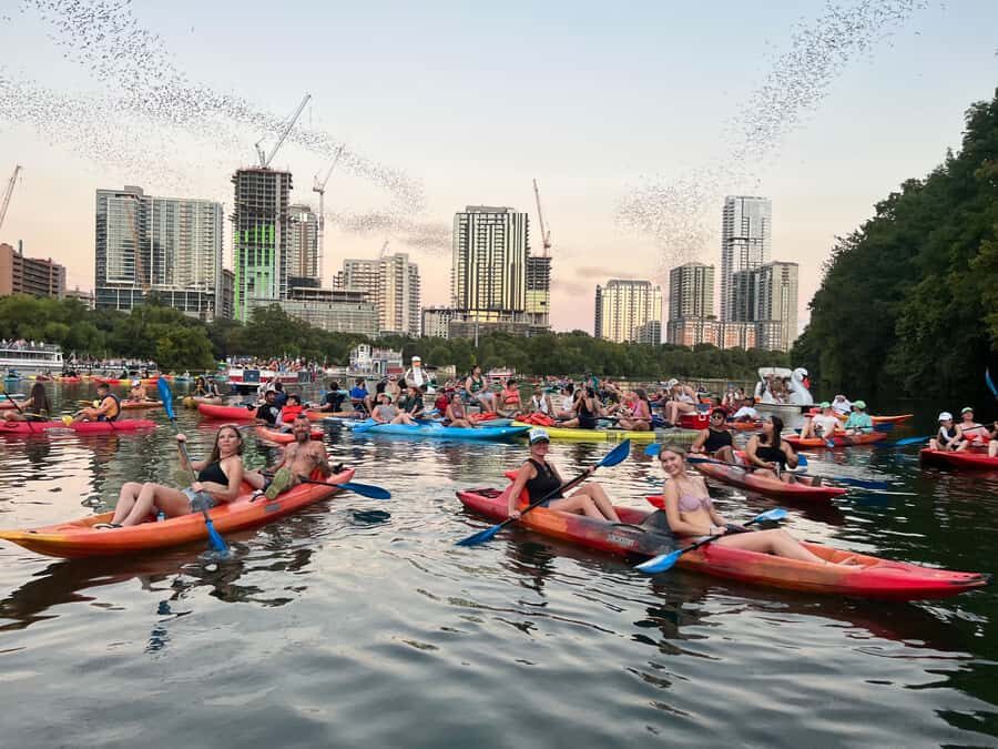 Downtown Sunset Tandem Kayak with 1.5M Bats - The Marvel of the Bat Show
