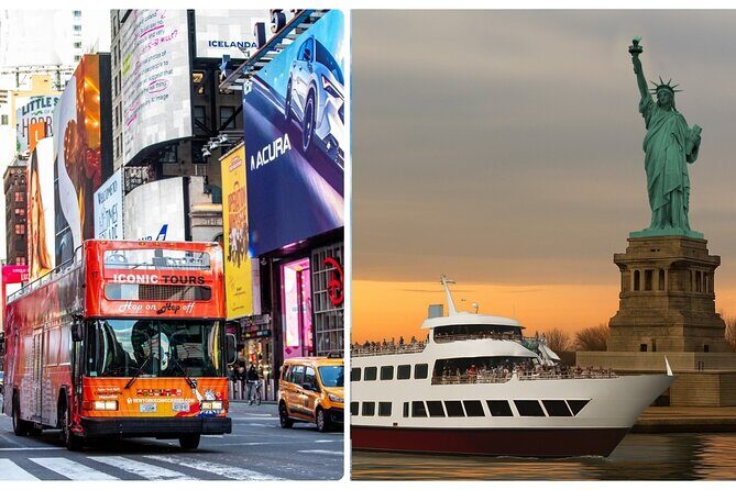 NYC Night Bus Sightseeing Tour with Free Statue of Liberty Cruise - The Itinerary in Detail