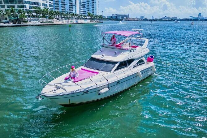 Pink Yacht Rental In Miami- 50ft Luxury Pink Charter - The Sum Up