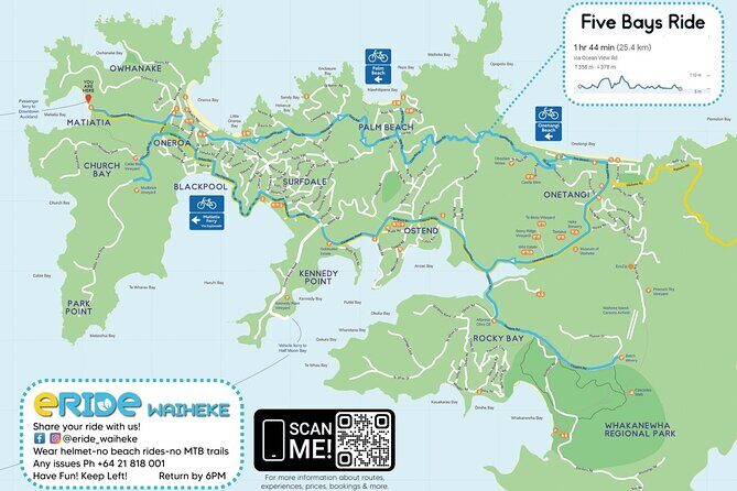eRide Waiheke 5 bays ride - What to Expect on the Ride
